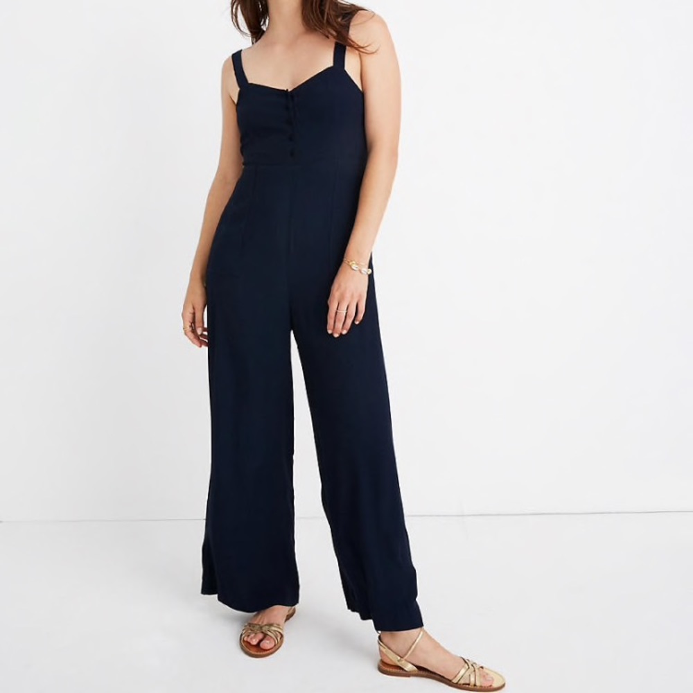 Madewell Button-Front Wide-Leg Jumpsuit